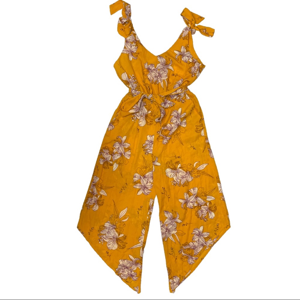 Sleeveless Shoulder Bandage Waistband Sexy V-Neck Wide Leg Long Jumpsuit